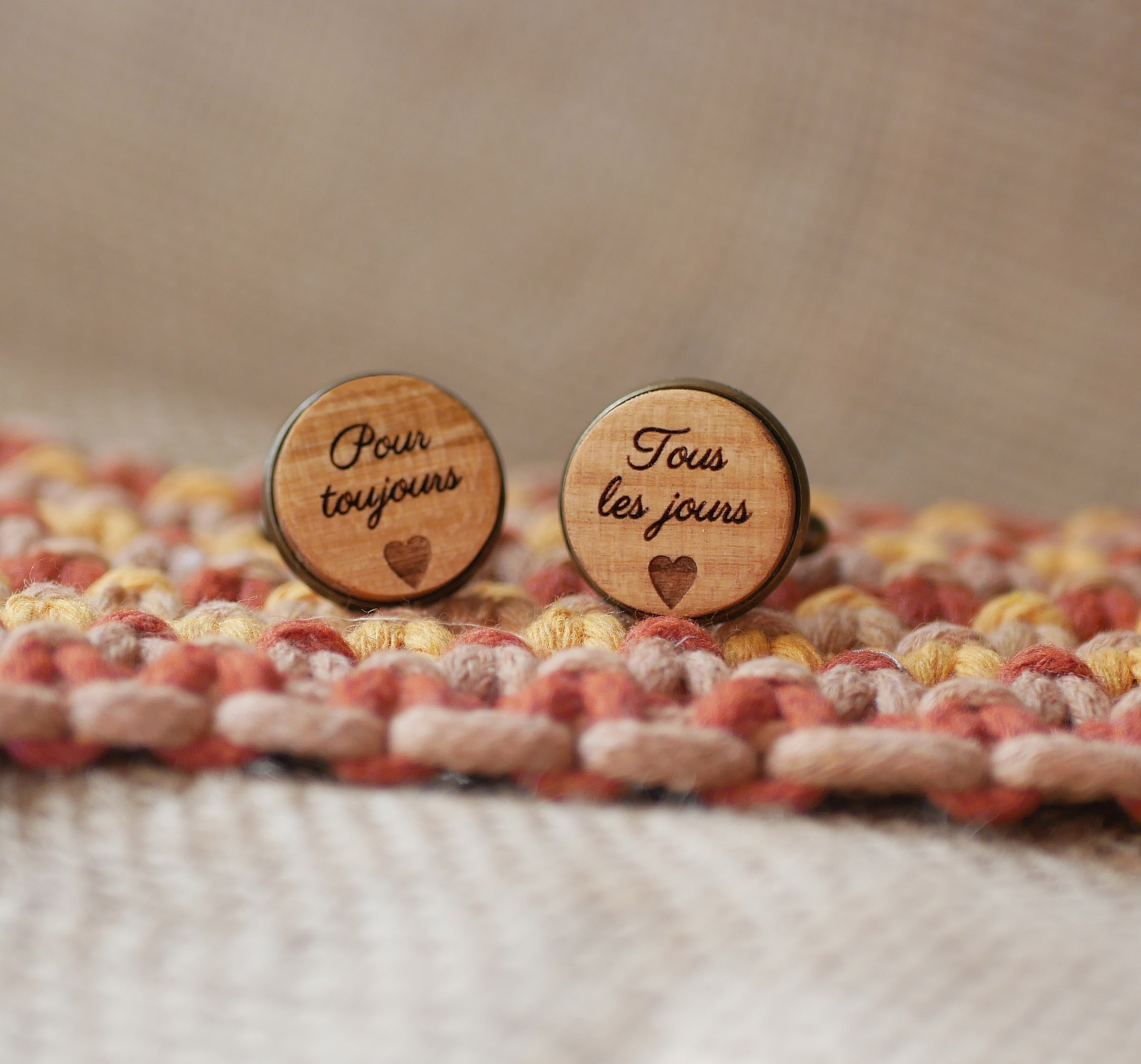 Tr&aelig;manchetknapper i gammel bronze 16 mm, der kan tilpasses