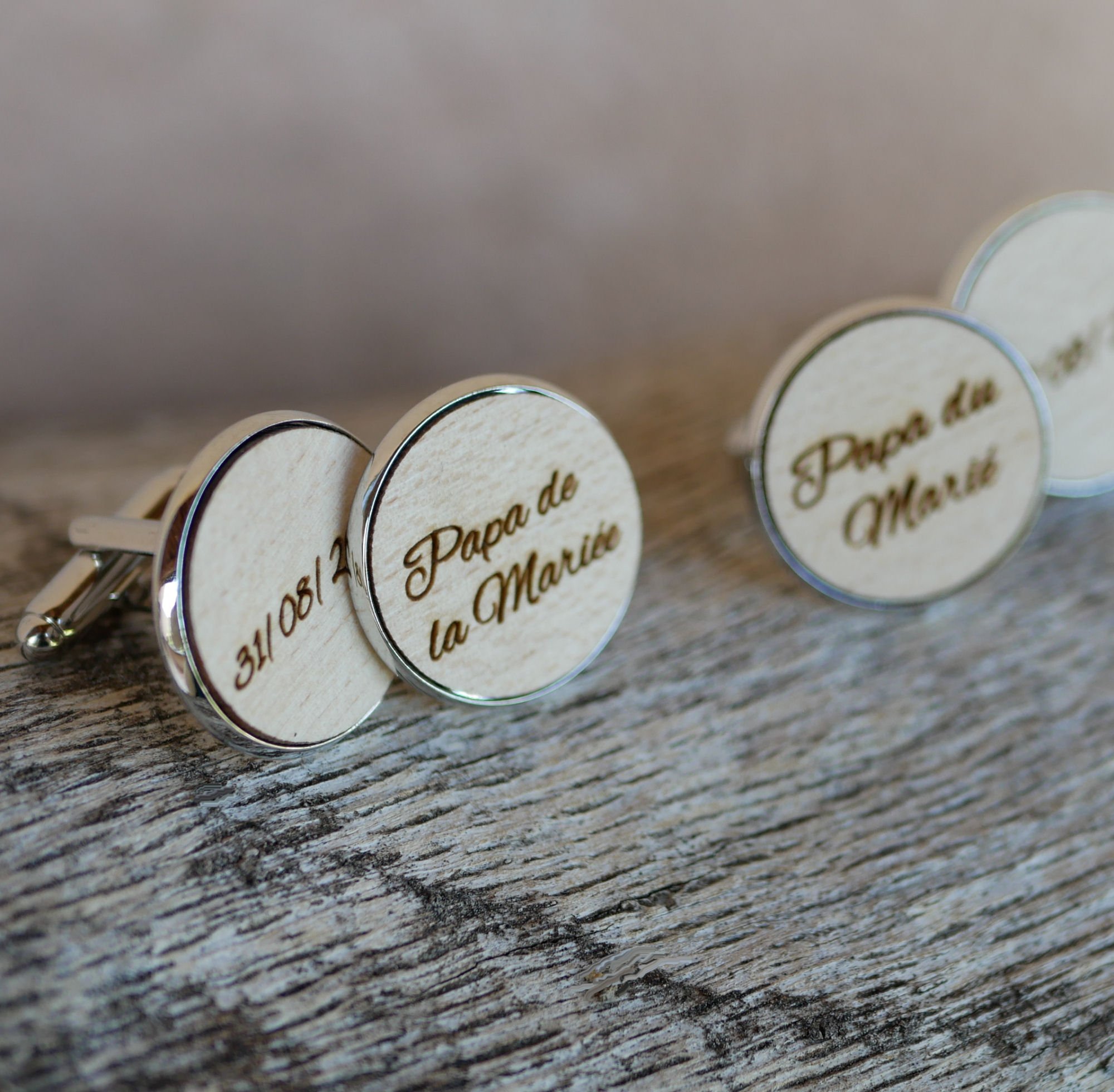 Manchetknapper cabochon fint tr&aelig; 20mm tilpasses