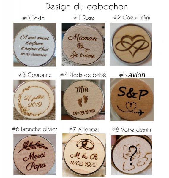 Armb&aring;nd i messing og tr&aelig; med cabochon, der kan tilpasses 