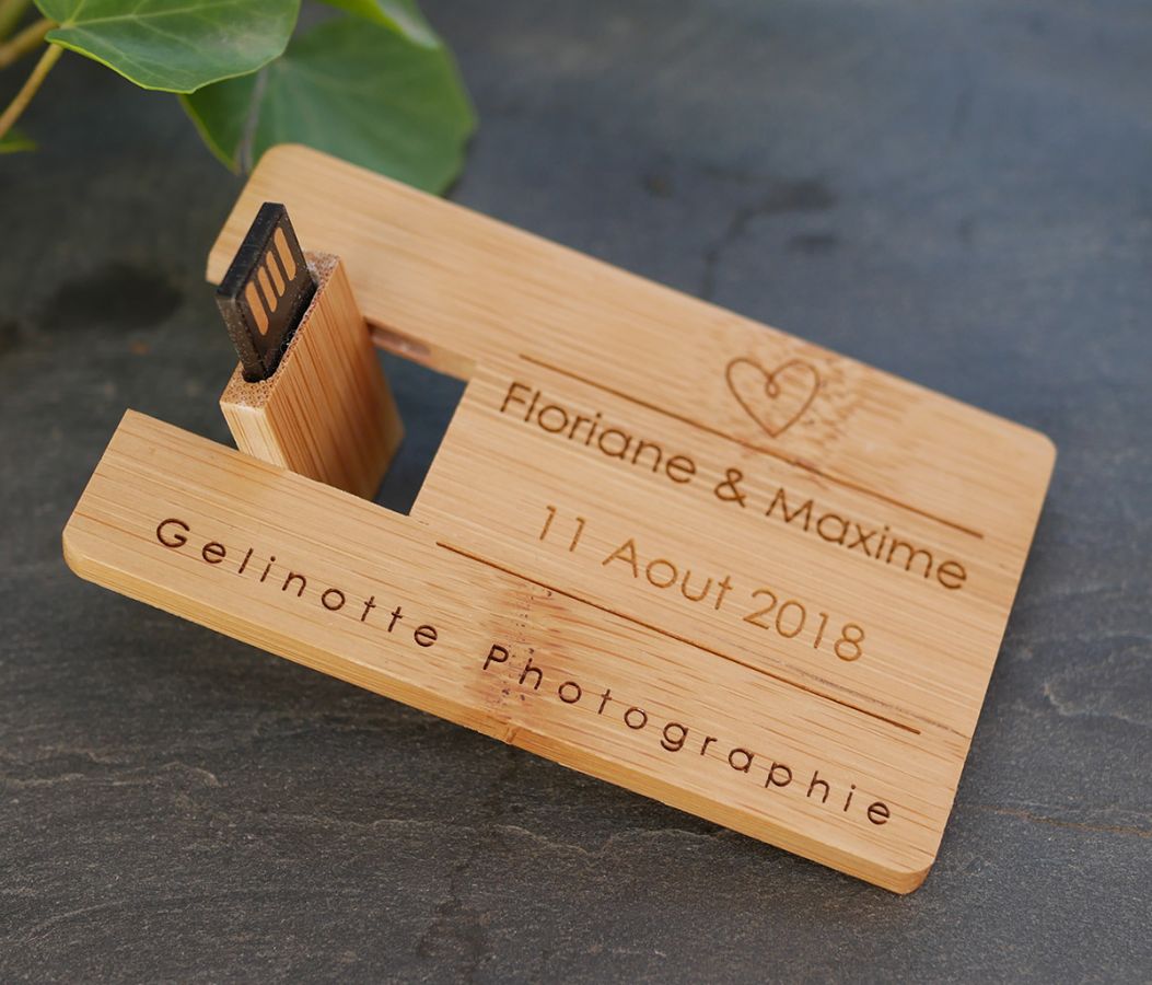 32 GB USB-nøgle Bamboo træ kort, der kan personliggøres ved gravering