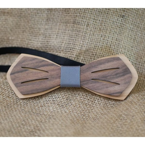 Noeud papillon en bois Palissandre et Merisier naturels &agrave; personnaliser