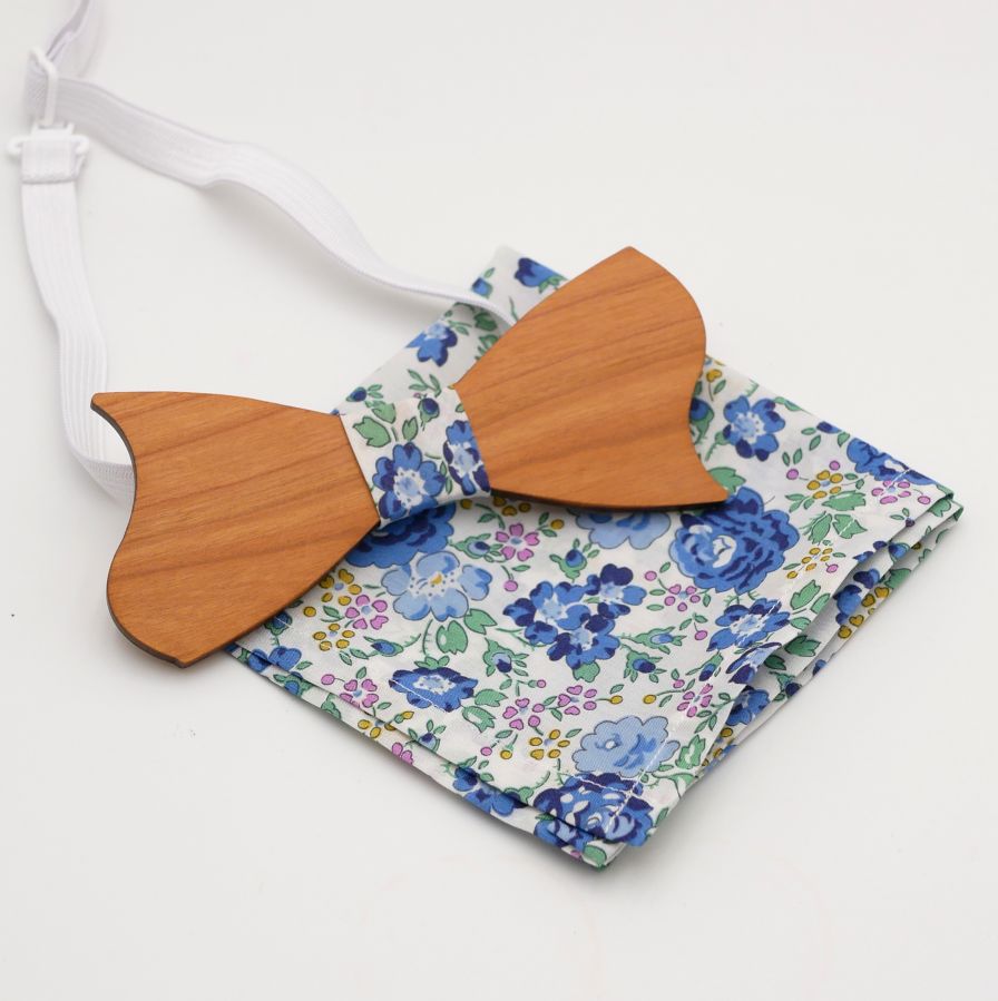 Liberty blå træ Bow Tie Pouch